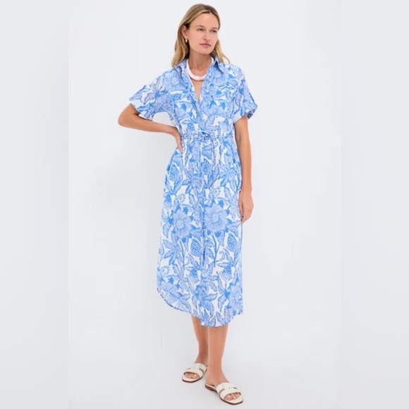 Tuckernuck Dresses & Skirts - NWT Ro’s Garden Tuckernuck Floral Blue White Dress Maxi Tie Passion Aria Bea